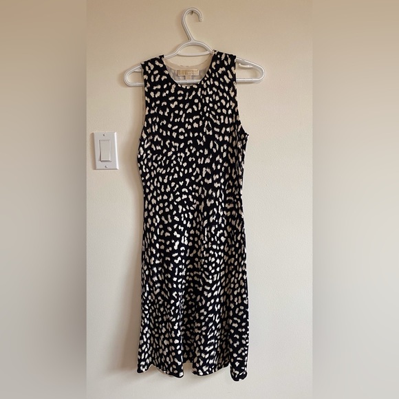 MICHAEL Michael Kors Bodycon sleeveless black & cream spotted dress - Picture 1 of 7